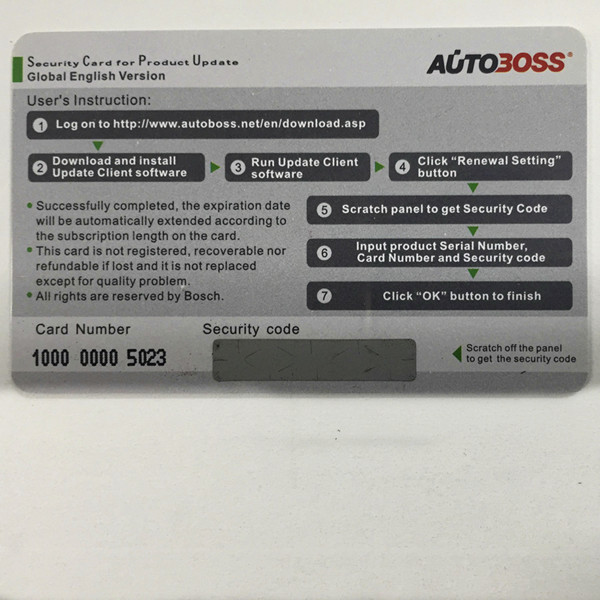 Autoboss V30/V30 Elite Security Card for One Year Online Update Global Version