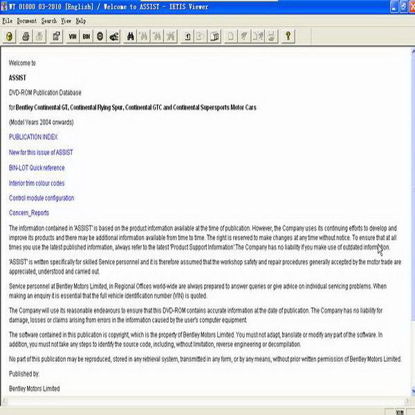 Repair Workshop Service Manual EPC ASSIST IETIS 2010 for Bentley