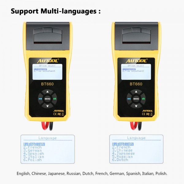 AUTOOL BT660 12V Car Battery Tester Automotive Battery Analyzer Auto Vehicle Repair Test Detect Diag Tool with Thermal Printer