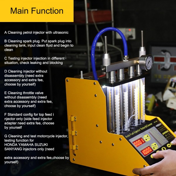 AUTOOL CT150 Car Injector Tester Ultrasonic Cleaning Auto Fuel Injectors Nozzle Cleaner For Vehicle 4 Cylinder Diagnostic Tool