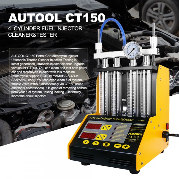 AUTOOL CT150 Car Injector Tester Ultrasonic Cleaning Auto Fuel Injectors Nozzle Cleaner For Vehicle 4 Cylinder Diagnostic Tool