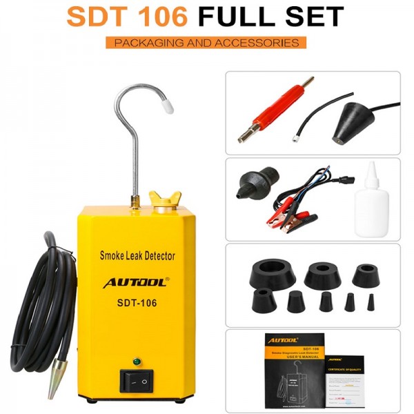 AUTOOL SDT106 Car Smoke Analyzer Machine Leak Detector Automotive EVAP Gas Leakage Locator Oil Pipe Generator Diagnostic Tool