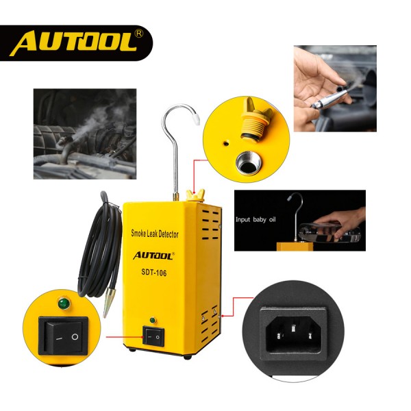 AUTOOL SDT106 Car Smoke Analyzer Machine Leak Detector Automotive EVAP Gas Leakage Locator Oil Pipe Generator Diagnostic Tool