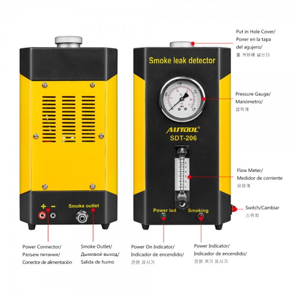 AUTOOL SDT206 Car Smoke Leakage Detector Automotive EVAP Leak Tester Locator Auto Diagnostic Generator Intake Bladder Airbag