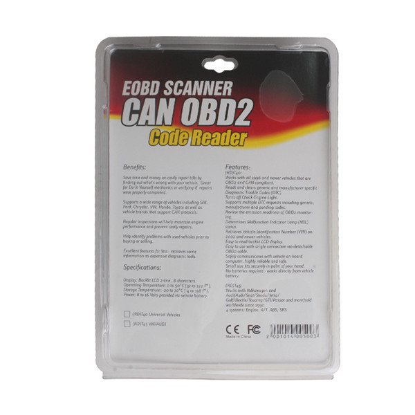 CAN OBD2/EOBD VAG Code Reader T45 Multilingual One Year Warranty