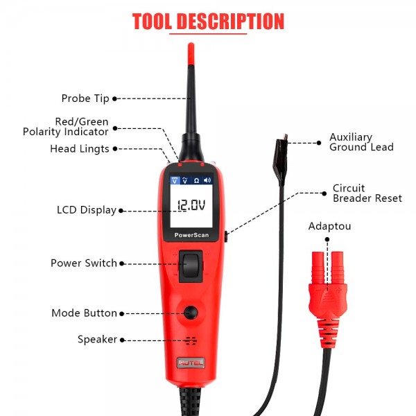 [US/UK Ship] Autel PowerScan PS100 Electrical System Diagnosis Tool Free Shipping