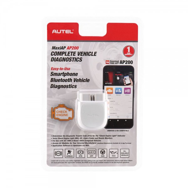 [UK Ship] Autel MaxiAP AP200 Bluetooth OBD2 Code Reader with Full System Diagnoses AutoVIN TPMS IMMO Service for DIYers Simplified Edition of MK808